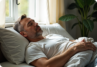 man sleeping on a couch